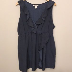Motherhood Maternity Ruffled Tank Top Navy